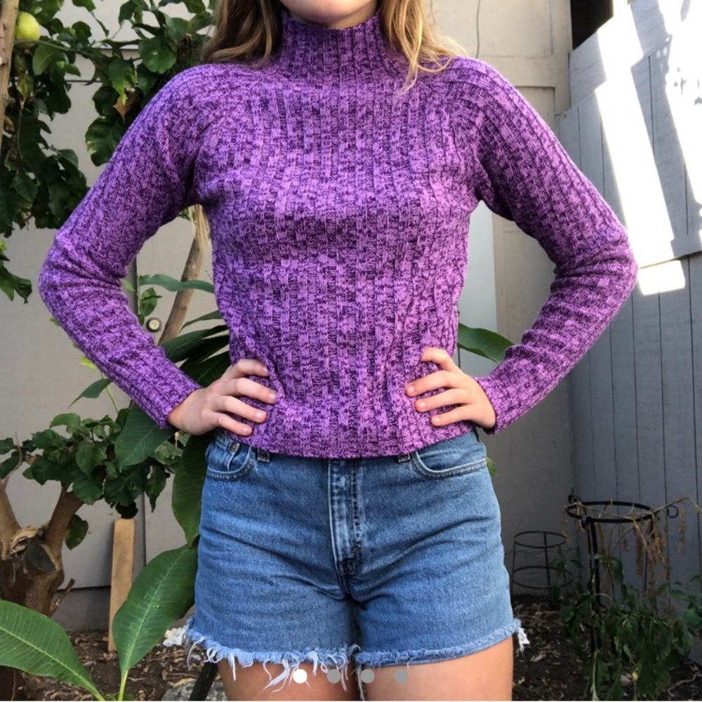 Knit Purple Turtle Neck